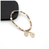 Bracelet Multi Color Colorful Crystal Leaves Elastic Bangle Acrylic Beads
